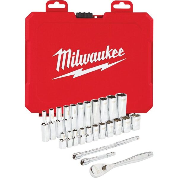 Milwaukee 1/4 in Drive 50 pc. Ratchet & Socket Set-SAE & Metric